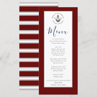 Menu Ancre florale à thème nautique blanc Maron rouge