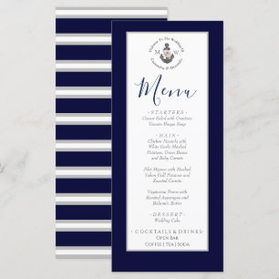 Menu Ancre florale à thème nautique Bleu marine