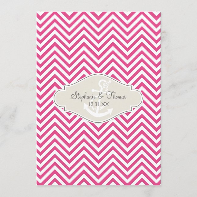 Menu Ancre nautique moderne Preppy Chevron Stripe (Devant)