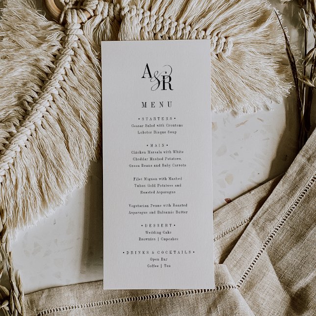 Menu ANDREA Classic Élégant Formal Fancy Mariage unique (ANDREA Classic Elegant Formal Fancy Unique Wedding Menu)