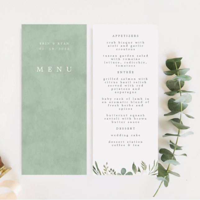Menu Anemones Sage & Dusty Eucalyptus Dîner Mariage (Créateur téléchargé)