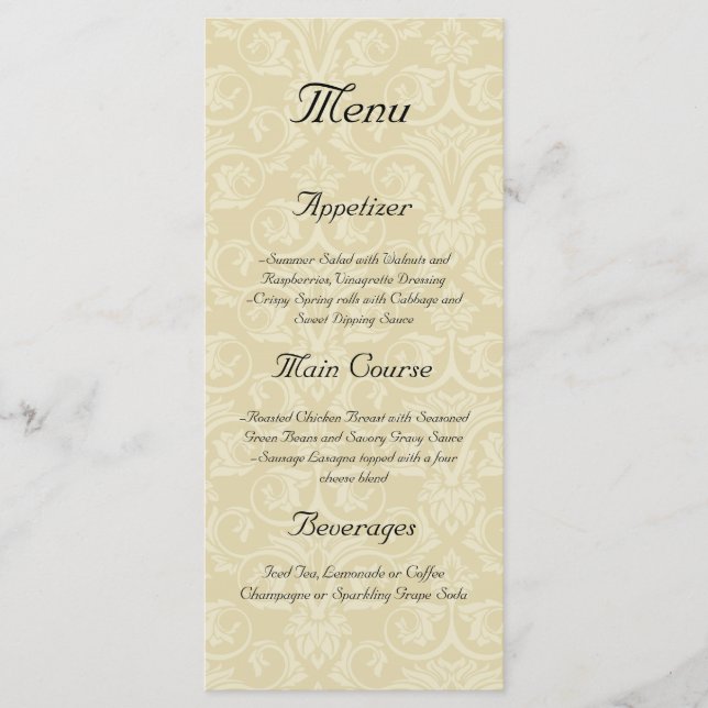 Menu Anneaux d'or avec croix, Élégant amour chrétien (Devant)