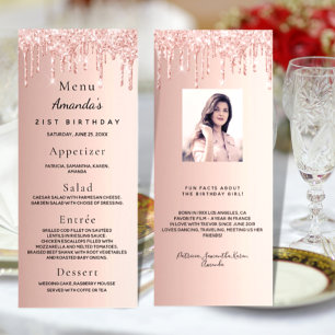 Menu Anniversaire rose or parties scintillant gout