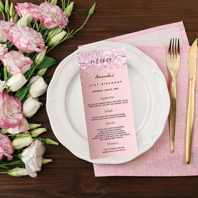 Menu Anniversaire rose pâle nom de la parties scin (Créateur téléchargé)