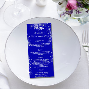 Menu Anniversaire royal bleu argenté