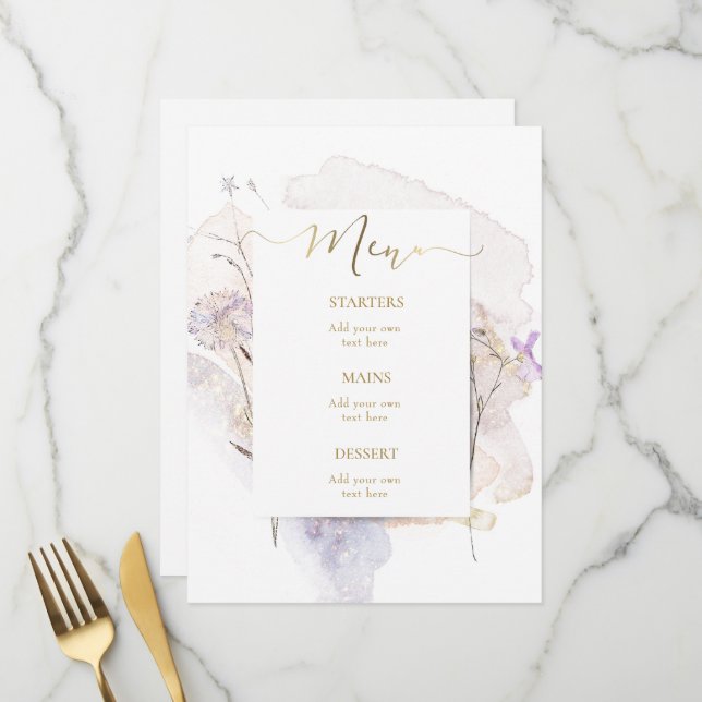 menu aquarelle (Devant/Arrière en situation)