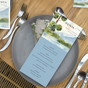 Menu Aquarelle À feuillage persistant du lac Rose Dusty