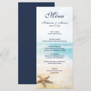 Menu Aquarelle Abstrait Beach Starfish Mariage