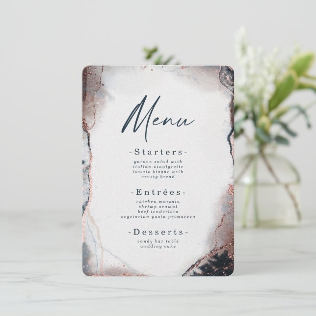 Menu Aquarelle Abstraite moderne Mariage bleu clair de  (Debout devant)