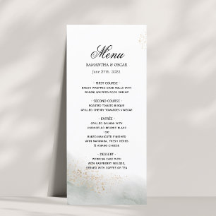 Menu Aquarelle Abstraite Pinceau vert et or