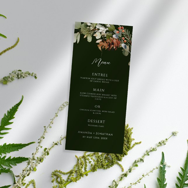 Menu Aquarelle accords floraux Mariage vert (Créateur téléchargé)