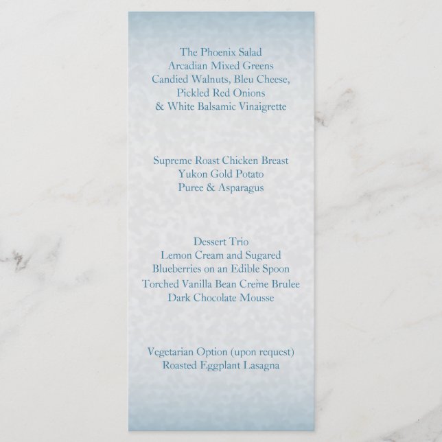 Menu Aquarelle bleu moderne (Devant)