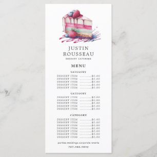 Menu Aquarelle boulangerie pâtisserie Chef Dessert