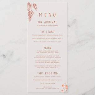Menu Aquarelle de baies d'herbe tressée mariage en terr