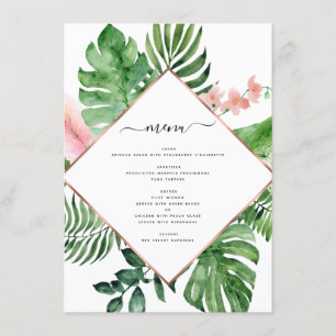 Menu Aquarelle de palme tropicale Mariage géométrique