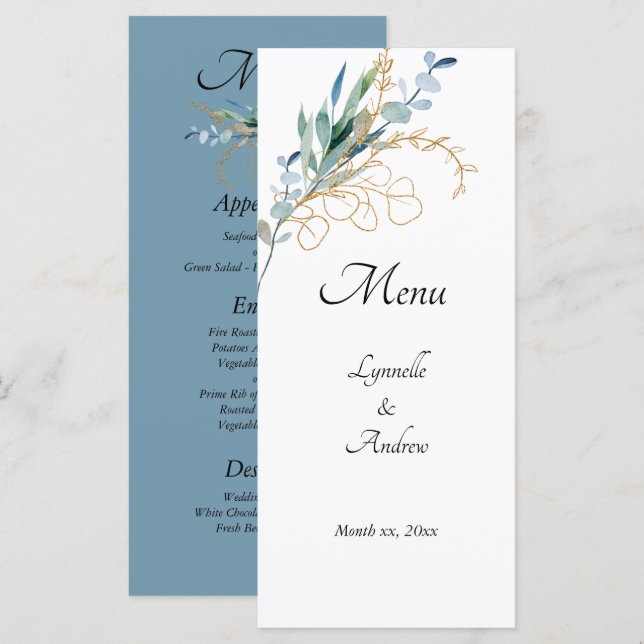 Menu Aquarelle d'été Mariage floral (Devant / Derrière)
