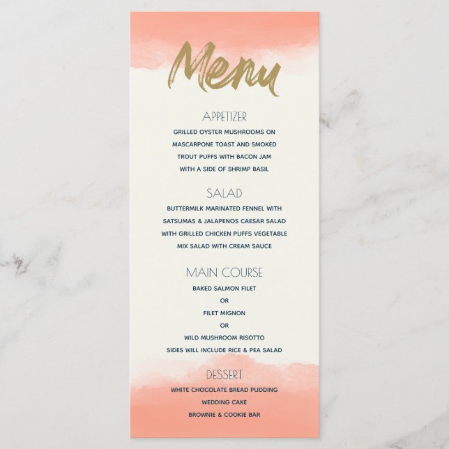 Menu Aquarelle exotique de corail de paradis (Devant)