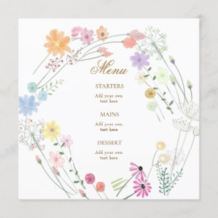 menu aquarelle fleurs sauvages