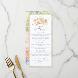 Menu Aquarelle Floral Garden Party Crest