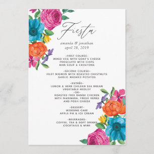 Menu Aquarelle Floral Mariage Fiesta
