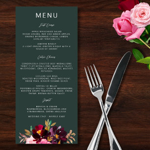 Menu Aquarelle florale de la Bourgogne verte