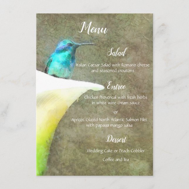 Menu Aquarelle florale de turquoise de lis blanc de (Devant)