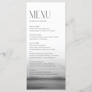 Menu Aquarelle Gris Ombre Mariage moderne