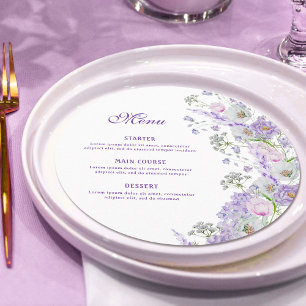 Menu Aquarelle Lilac Fleurs rondes