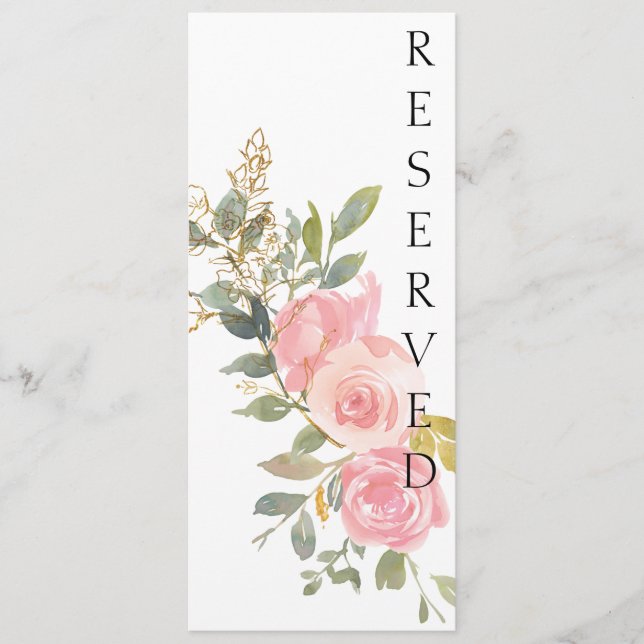 Menu Aquarelle Lush Blush Rose Chaise Florale Panneau (Devant)