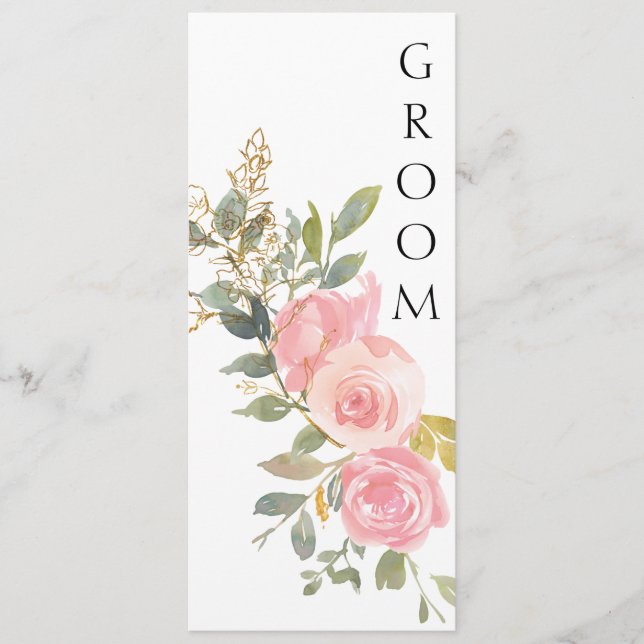 Menu Aquarelle Lush Blush Rose Chaise Florale Panneau (Devant)