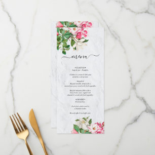 Menu Aquarelle Magnolia Fleurs Mariage