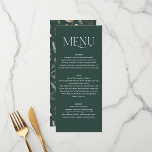 Menu aquarelle mariage botanique vert floral moody