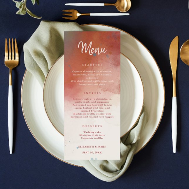 Menu Aquarelle moderne Terracotta Desert Boho Mariage (Créateur téléchargé)