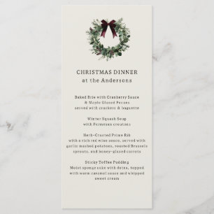 Menu Aquarelle Noël Wreath Dîner festif
