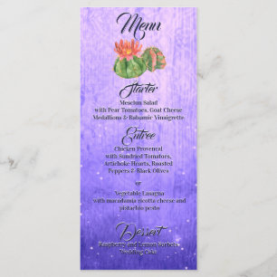 Menu Aquarelle Orange Blooming Cactus Purple