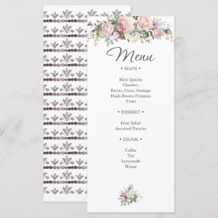 Menu Aquarelle Rose et verdure douche florale