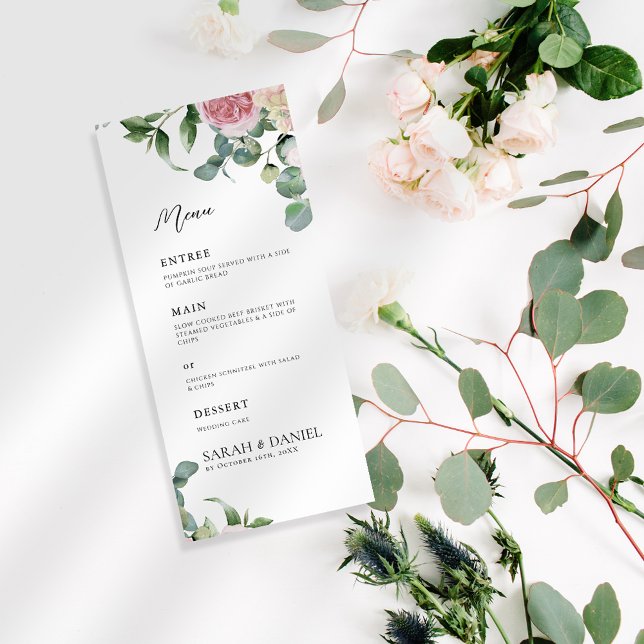 Menu Aquarelle rose Mariage (Créateur téléchargé)