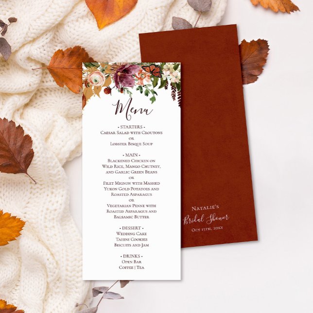Menu Aquarelle Rustique Automne Floral & Verdure (Créateur téléchargé)