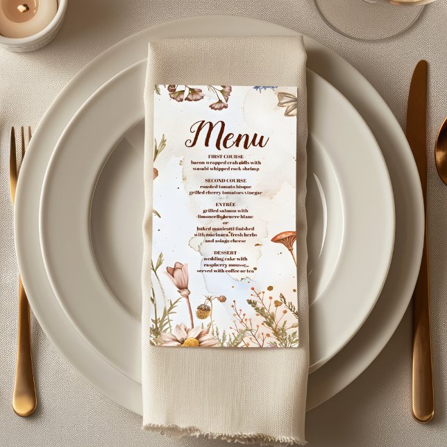 Menu Aquarelle rustique Mariage bois (Créateur téléchargé)