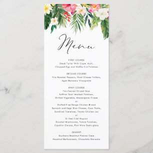 Menu Aquarelle Tropical Floral Garland Mariage d'été