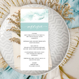 Menu Aquarelle turquoise, Mariage élégant