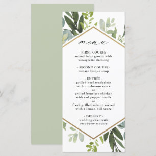 Menu Aquarelle Verdure or Hexagon Mariage