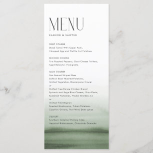 Menu Aquarelle Vert Ombre Mariage moderne
