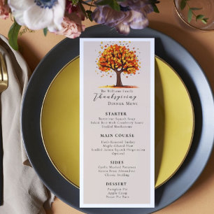 Menu Arbre d'automne à l'aquarelle florale pour Thanksg