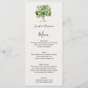 Menu Arbre de chêne rustique aquarelle