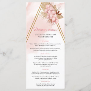 Menu Arc d'or feuille Boho Blush Pink Orchid séché Palm
