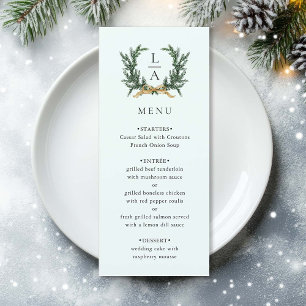 Menu Arc en or et couronne de mariage en menthe et verd