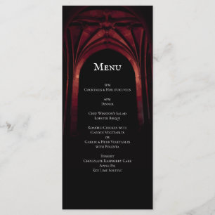 Menu Arc gothique Mariage élégant Noir Noir Noir Rouge
