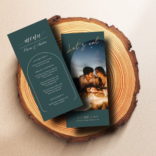 Menu Arc moderne en épinette Limed Photo Mariage élégan (Créateur téléchargé)