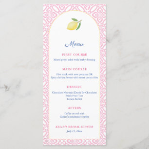 Menu Arch Girl Rose avec Fête Baby shower citron